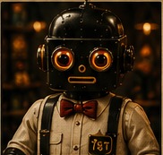 Robot de hojalata vintage con tirantes de la colección Tapas & Toys