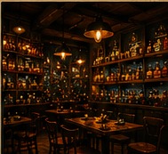 Interior acogedor del bar con decoración vintage
